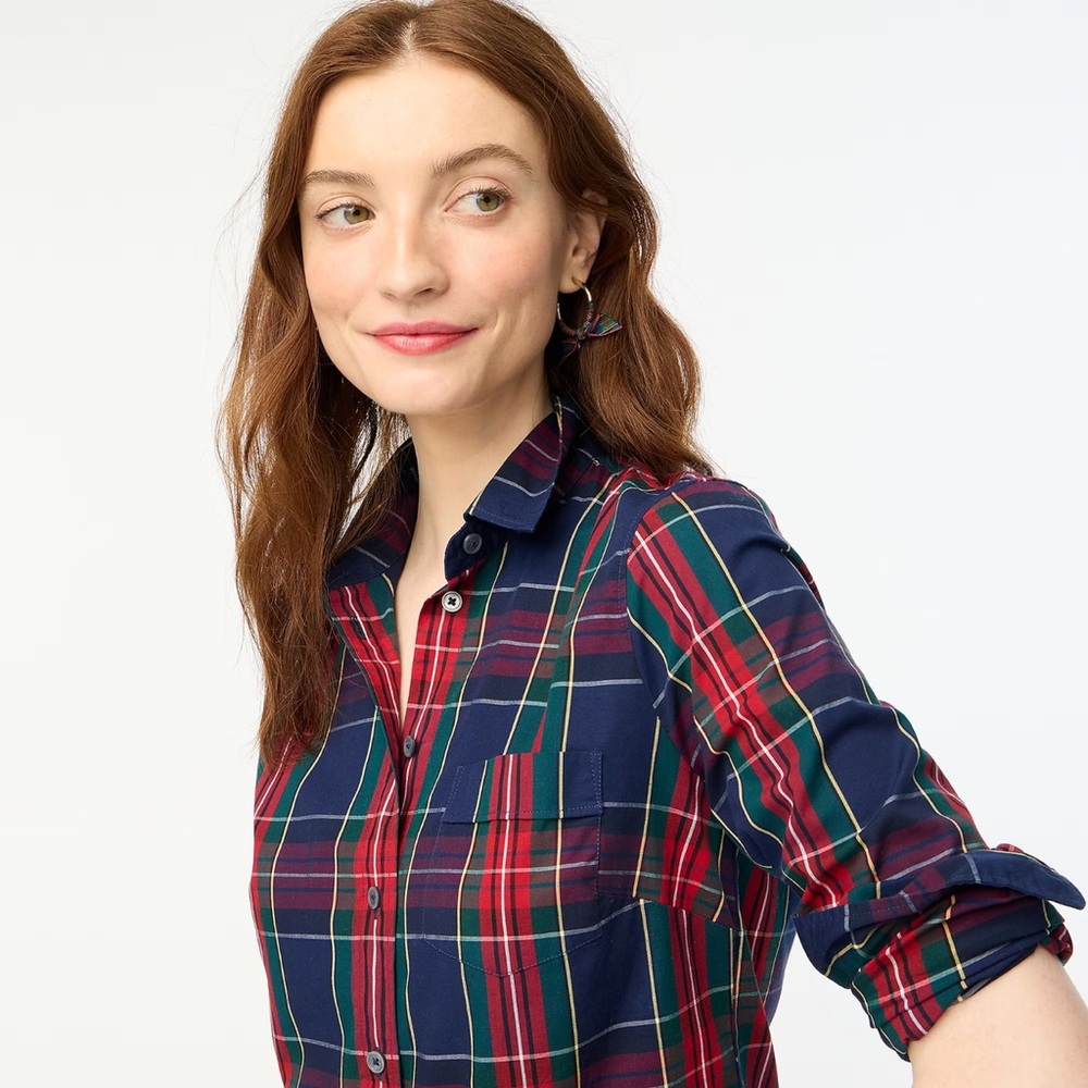J. Crew Tartan Button-Down Shirt - Red, Blue, Green - Picture 2 of 6